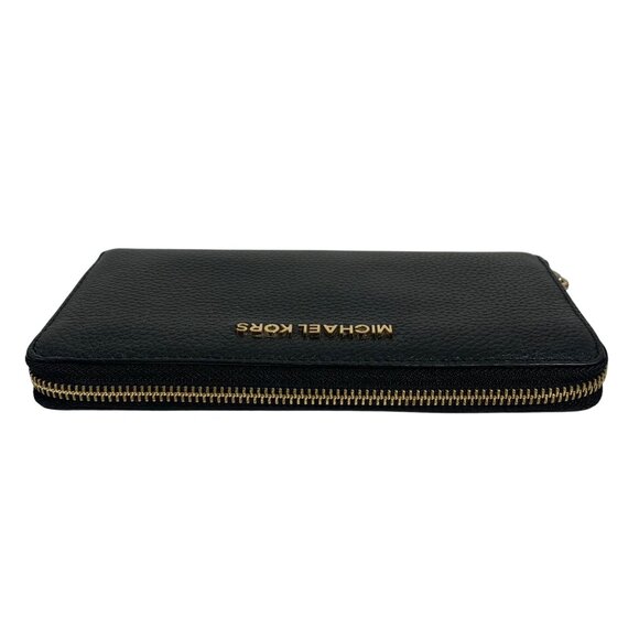 MICHAEL KORS Jet Set Travel Continental Large Black Pebbled Leather Wallet NICE! - Picture 4 of 9